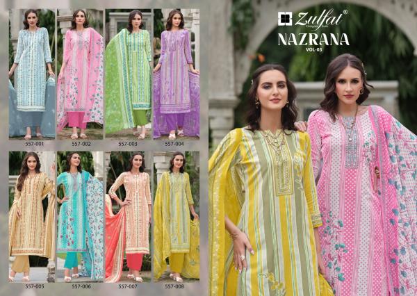 Zulfat Nazrana Vol 3 Cotton Designer Dress Material Collection